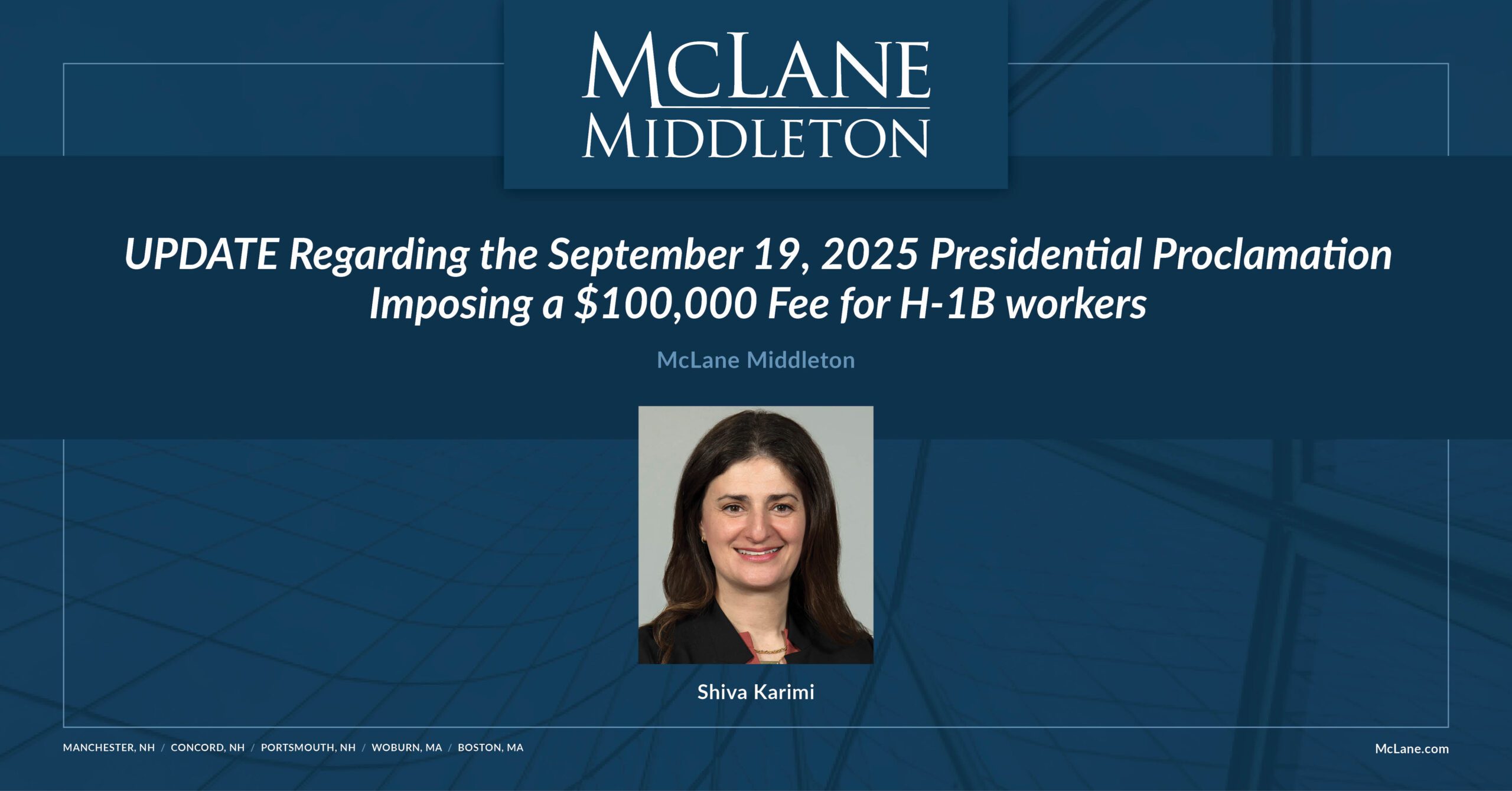 Client Alert New 100,000 Fee for H1B workers McLane Middleton